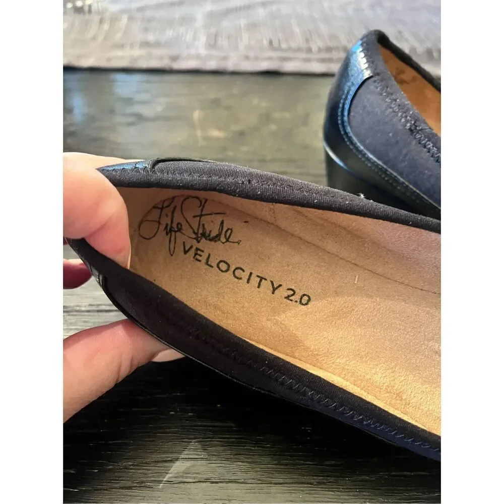 Life Stride Velocity 2.0 Black Hera Low Wedge Comfort Shoe sz 10 EUC